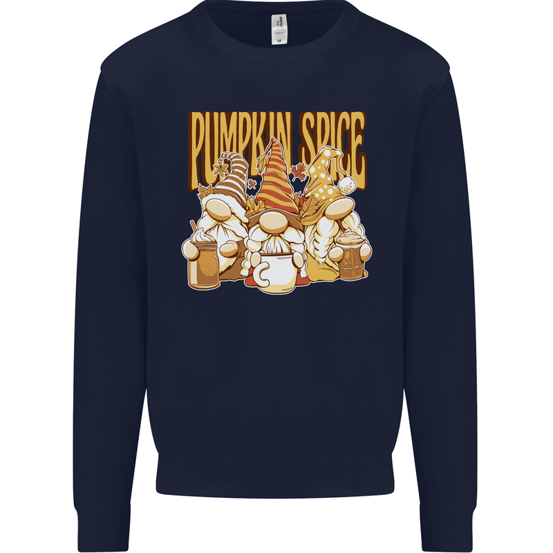 Pumpkin Spice Gnomes Halloween Mens Sweatshirt Jumper Navy Blue