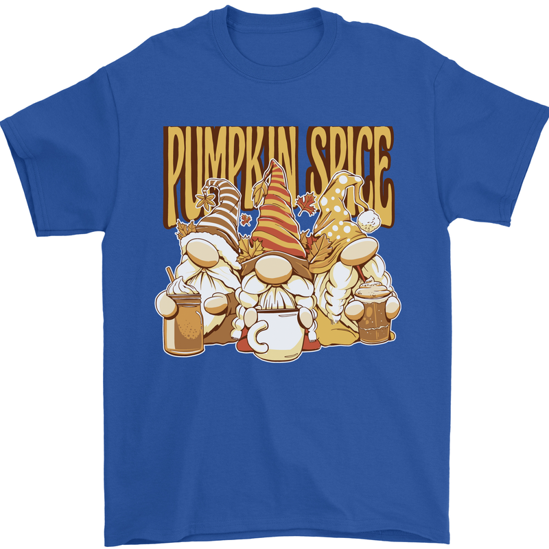 Pumpkin Spice Gnomes Halloween Mens T-Shirt 100% Cotton Royal Blue