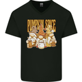 Pumpkin Spice Gnomes Halloween Mens V-Neck Cotton T-Shirt Black