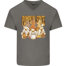 Pumpkin Spice Gnomes Halloween Mens V-Neck Cotton T-Shirt Charcoal