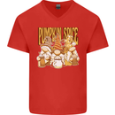 Pumpkin Spice Gnomes Halloween Mens V-Neck Cotton T-Shirt Red