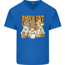 Pumpkin Spice Gnomes Halloween Mens V-Neck Cotton T-Shirt Royal Blue