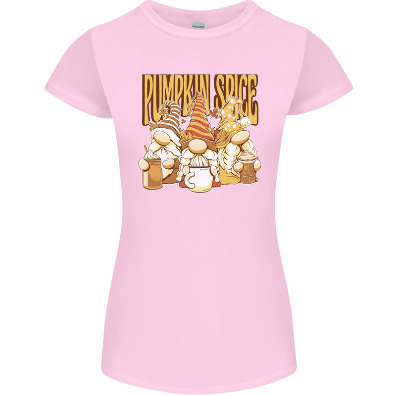 Pumpkin Spice Gnomes Halloween Womens Petite Cut T-Shirt Light Pink