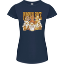 Pumpkin Spice Gnomes Halloween Womens Petite Cut T-Shirt Navy Blue