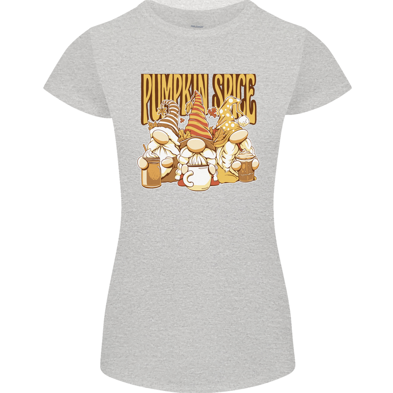 Pumpkin Spice Gnomes Halloween Womens Petite Cut T-Shirt Sports Grey