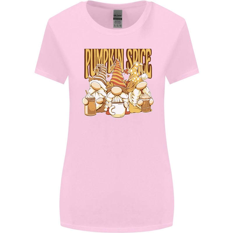 Pumpkin Spice Gnomes Halloween Womens Wider Cut T-Shirt Light Pink