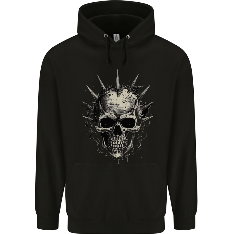 Punk Rock Skull Childrens Kids Hoodie Black