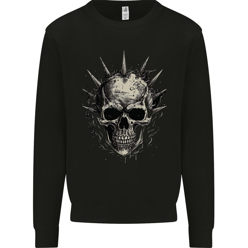 Punk Rock Skull Mens Sweatshirt Jumper Black