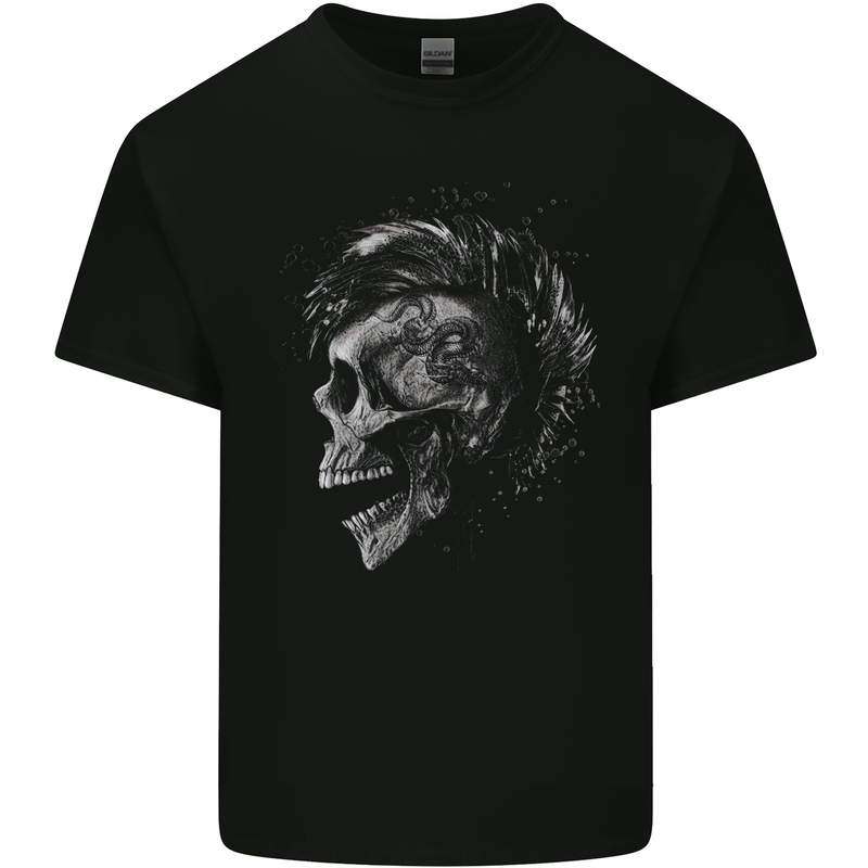 Punk Rock Skull With Tattoos Skull Music Kids T-Shirt Childrens Black