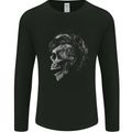 Punk Rock Skull With Tattoos Skull Music Mens Long Sleeve T-Shirt Black