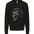 Punk Rock Skull With Tattoos Skull Music Mens Sweatshirt Jumper Black