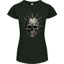 Punk Rock Skull Womens Petite Cut T-Shirt Black