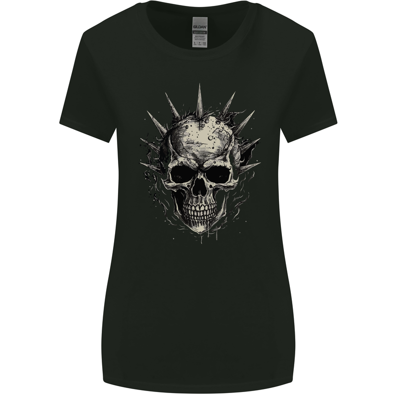 Punk Rock Skull Womens Wider Cut T-Shirt Black