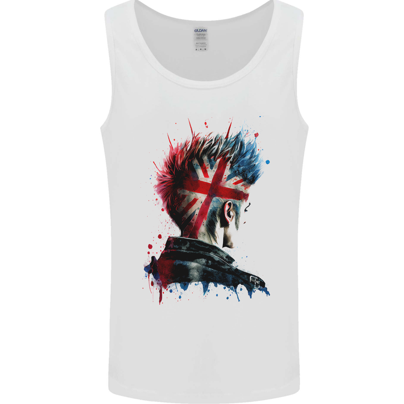 Punk Rock Union Jack Head Music British Skinhead Mens Vest Tank Top White