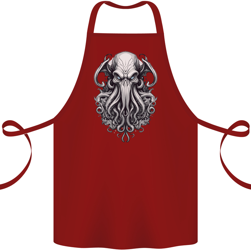 Pure Cthulhu Kraken Mythical Creature Cotton Apron 100% Organic Maroon