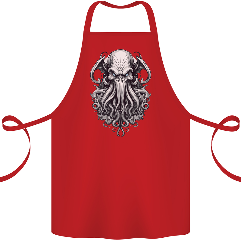 Pure Cthulhu Kraken Mythical Creature Cotton Apron 100% Organic Red
