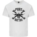 Pure Metal Skull Music Guitar Heavy Metal Mens Cotton T-Shirt Tee Top White
