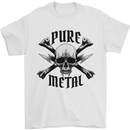 Pure Metal Skull Music Guitar Heavy Metal Mens T-Shirt 100% Cotton White