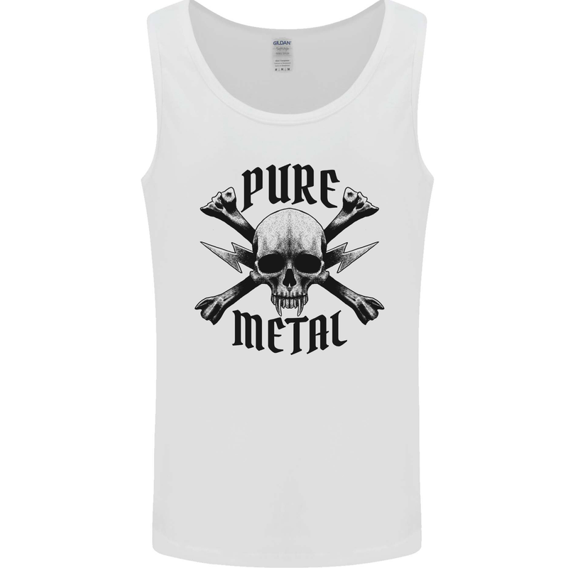 Pure Metal Skull Music Guitar Heavy Metal Mens Vest Tank Top White