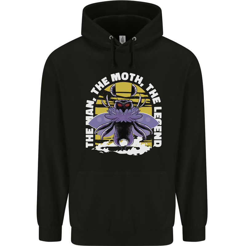 Purple Mothman Mens 80% Cotton Hoodie Black