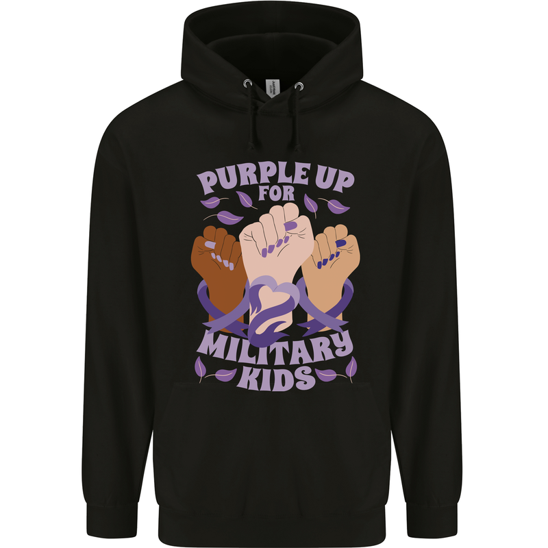 Purple Up for Military Kids Army Brats Childrens Kids Hoodie Black