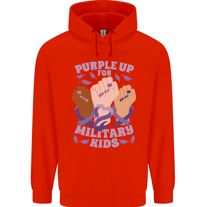 Purple Up for Military Kids Army Brats Childrens Kids Hoodie Bright Red
