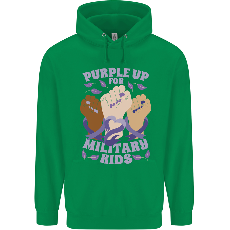 Purple Up for Military Kids Army Brats Childrens Kids Hoodie Irish Green