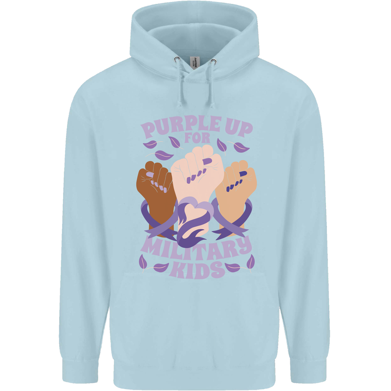 Purple Up for Military Kids Army Brats Childrens Kids Hoodie Light Blue