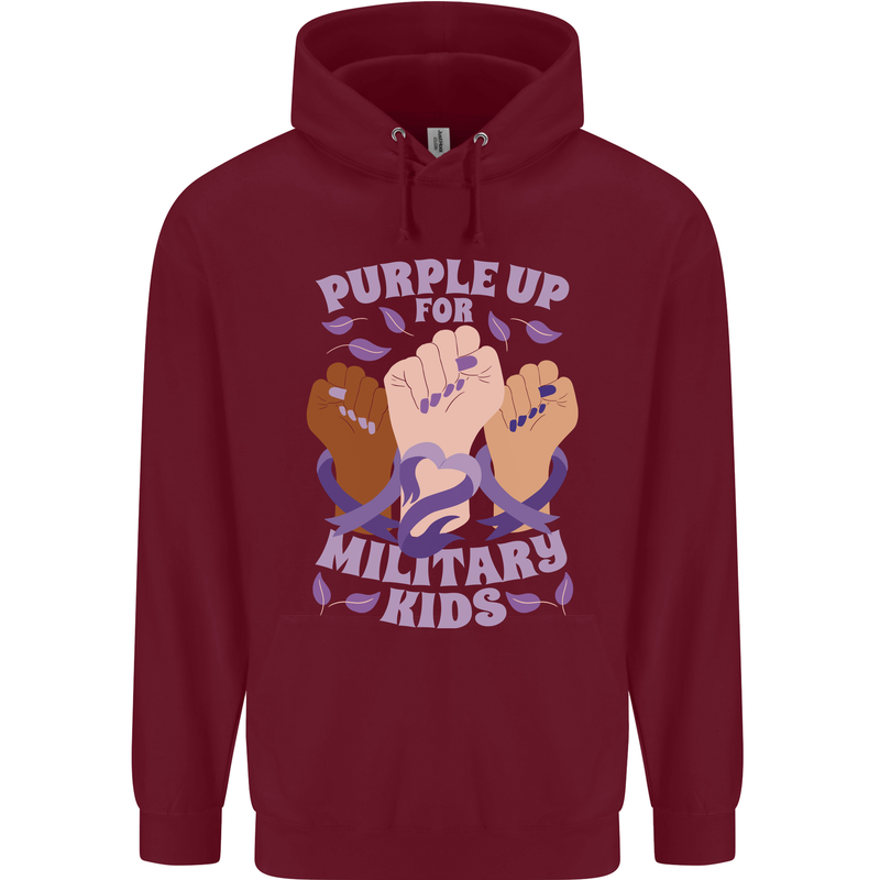 Purple Up for Military Kids Army Brats Childrens Kids Hoodie Maroon
