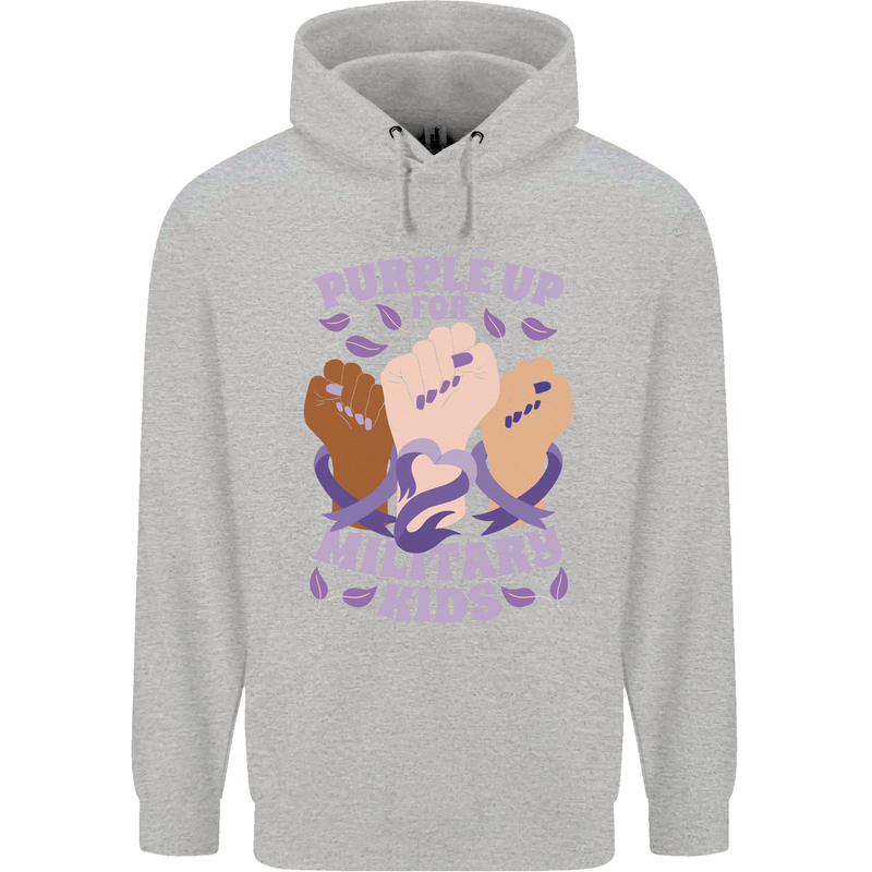 Purple Up for Military Kids Army Brats Childrens Kids Hoodie Sports Grey