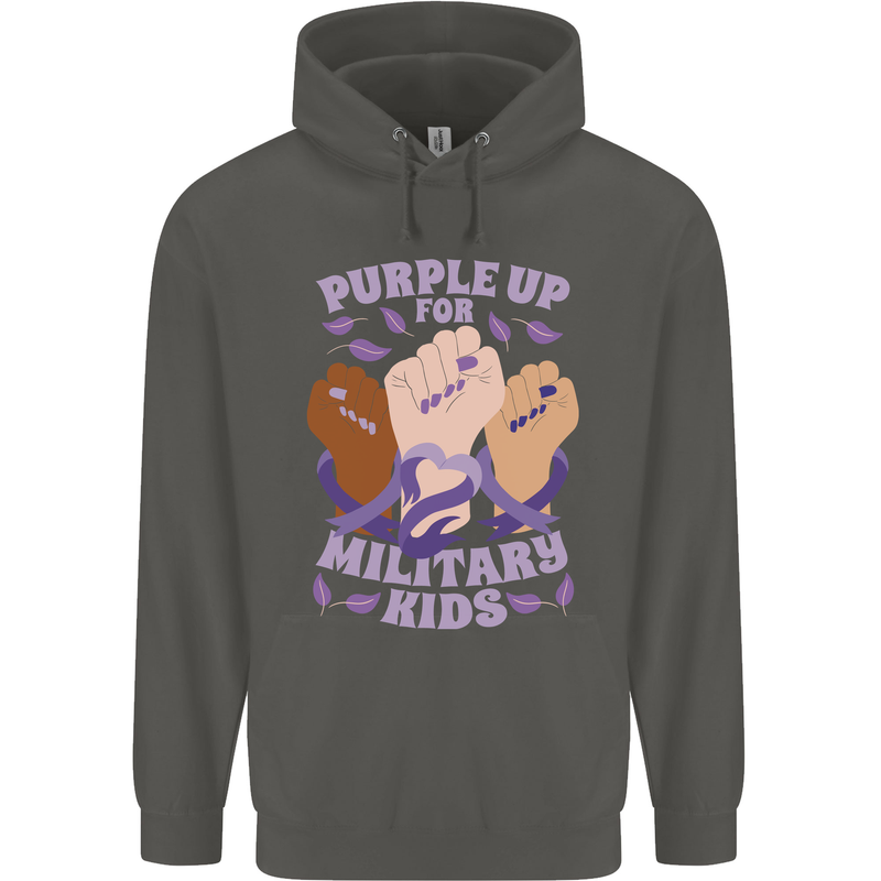 Purple Up for Military Kids Army Brats Childrens Kids Hoodie Storm Grey