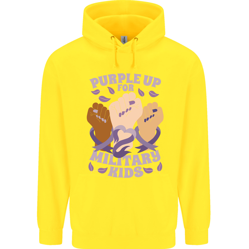 Purple Up for Military Kids Army Brats Childrens Kids Hoodie Yellow