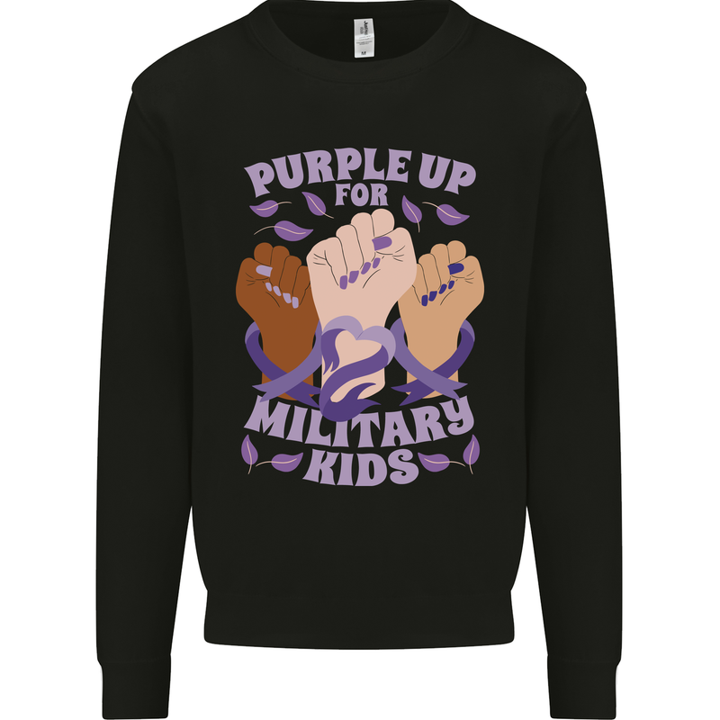 Purple Up for Military Kids Army Brats Kids Sweatshirt Jumper Black