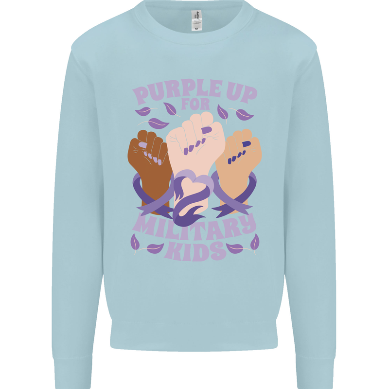 Purple Up for Military Kids Army Brats Kids Sweatshirt Jumper Light Blue