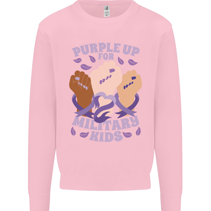 Purple Up for Military Kids Army Brats Kids Sweatshirt Jumper Light Pink
