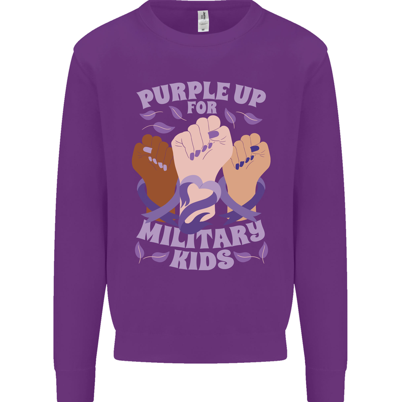 Purple Up for Military Kids Army Brats Kids Sweatshirt Jumper Purple