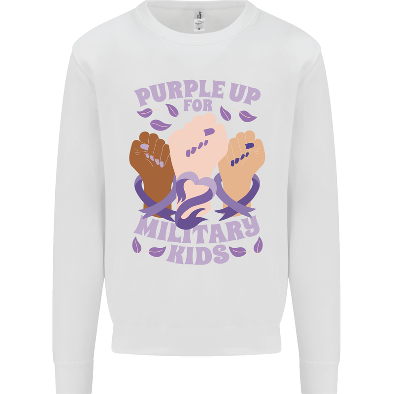 Purple Up for Military Kids Army Brats Kids Sweatshirt Jumper White