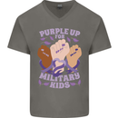 Purple Up for Military Kids Army Brats Mens V-Neck Cotton T-Shirt Charcoal