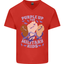 Purple Up for Military Kids Army Brats Mens V-Neck Cotton T-Shirt Red