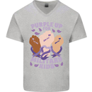 Purple Up for Military Kids Army Brats Mens V-Neck Cotton T-Shirt Sports Grey