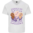 Purple Up for Military Kids Army Brats Mens V-Neck Cotton T-Shirt White