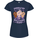 Purple Up for Military Kids Army Brats Womens Petite Cut T-Shirt Navy Blue