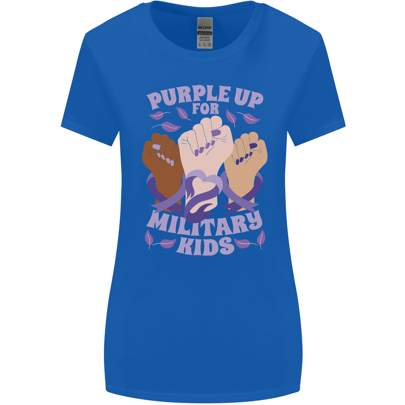 Purple Up for Military Kids Army Brats Womens Wider Cut T-Shirt Royal Blue