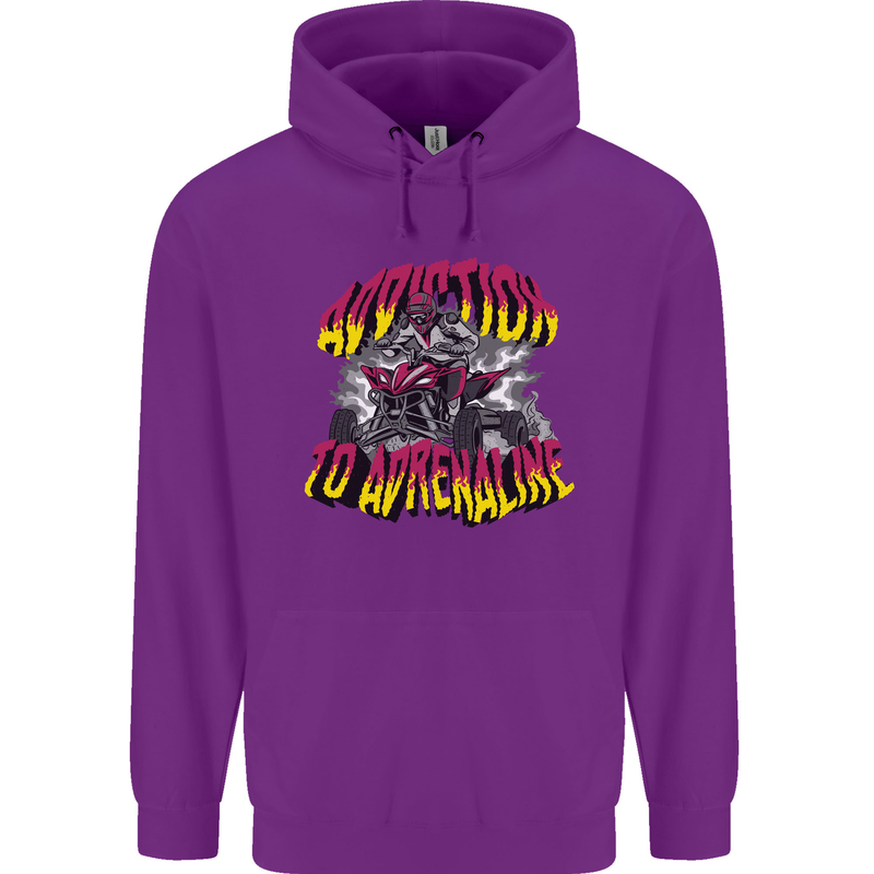 Quad Biking Adrenaline ATV Biker Off Road Childrens Kids Hoodie Purple