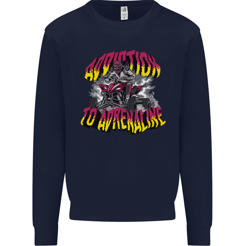 Quad Biking Adrenaline ATV Biker Off Road Kids Sweatshirt Jumper Navy Blue