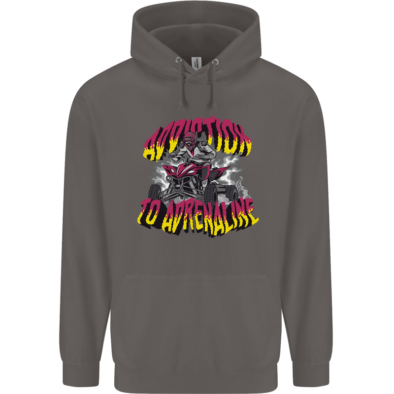 Quad Biking Adrenaline ATV Biker Off Road Mens 80% Cotton Hoodie Charcoal