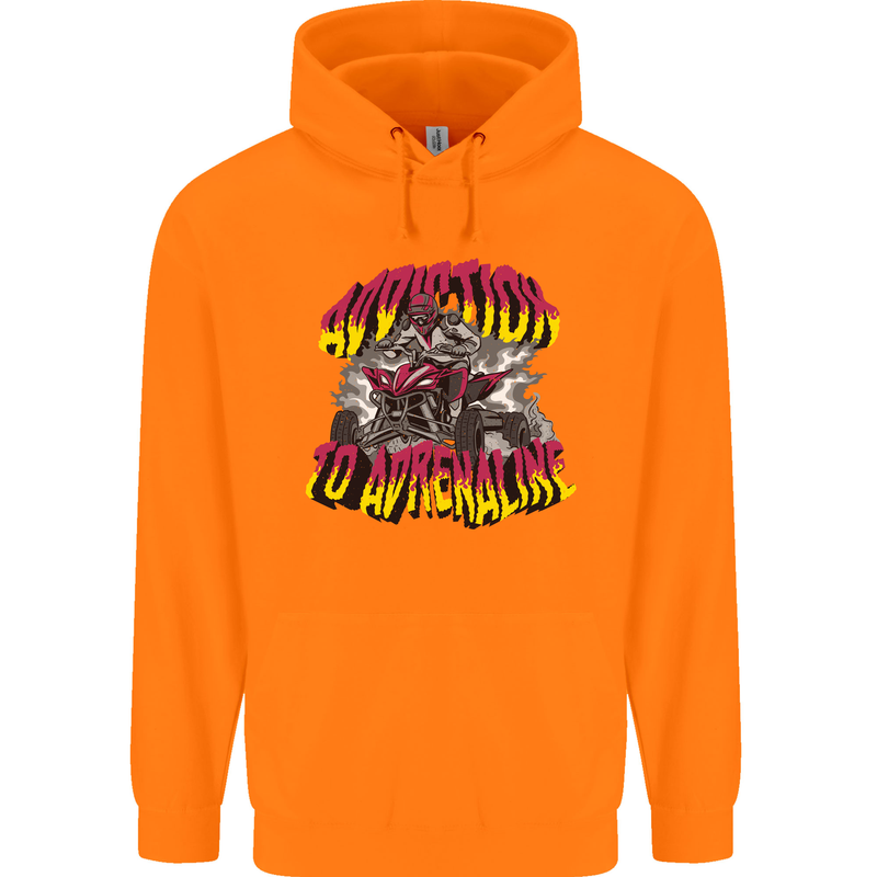 Quad Biking Adrenaline ATV Biker Off Road Mens 80% Cotton Hoodie Orange
