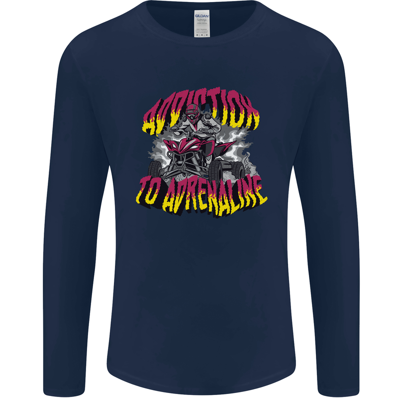 Quad Biking Adrenaline ATV Biker Off Road Mens Long Sleeve T-Shirt Navy Blue