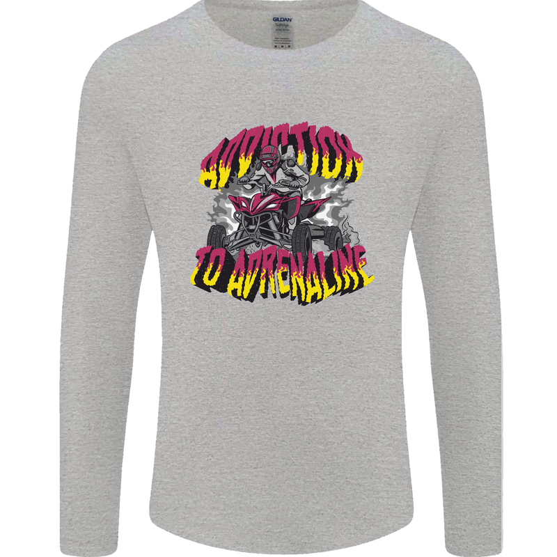 Quad Biking Adrenaline ATV Biker Off Road Mens Long Sleeve T-Shirt Sports Grey