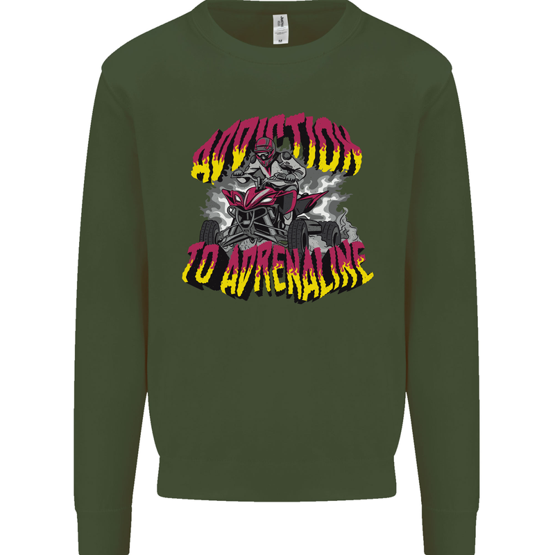 Quad Biking Adrenaline ATV Biker Off Road Mens Sweatshirt Jumper Forest Green